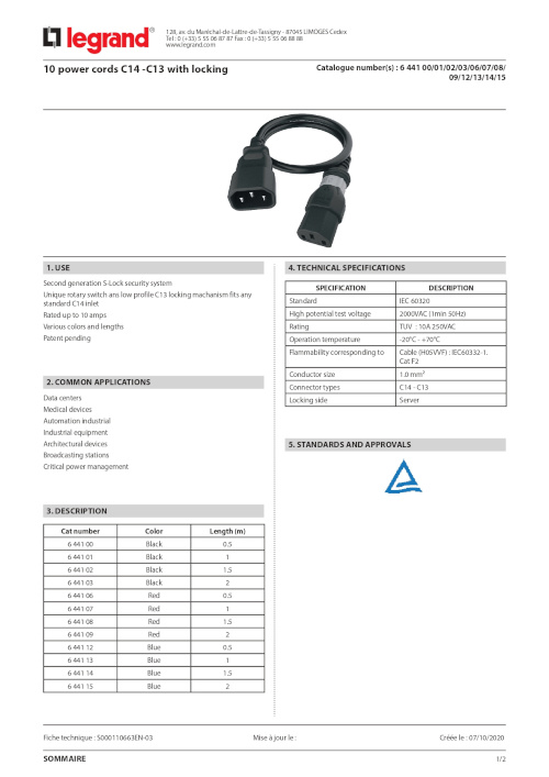 10-power cords c14 c13 with locking