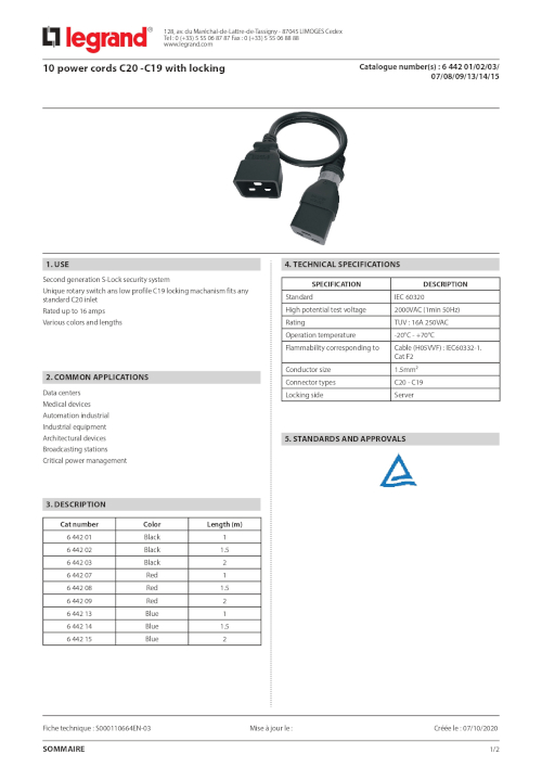 10-power cords c20 c19 with locking